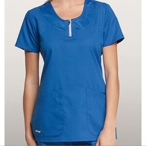 Grey’s Anatomy Barco Active Scrub Top Zip Mesh Neck Navy S
